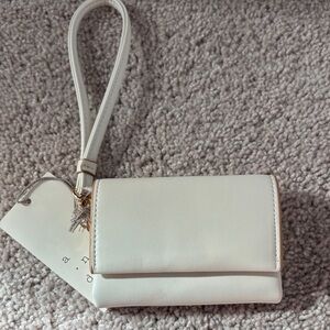 a new day  cream White Wristlet Clutch with Detachable Strap